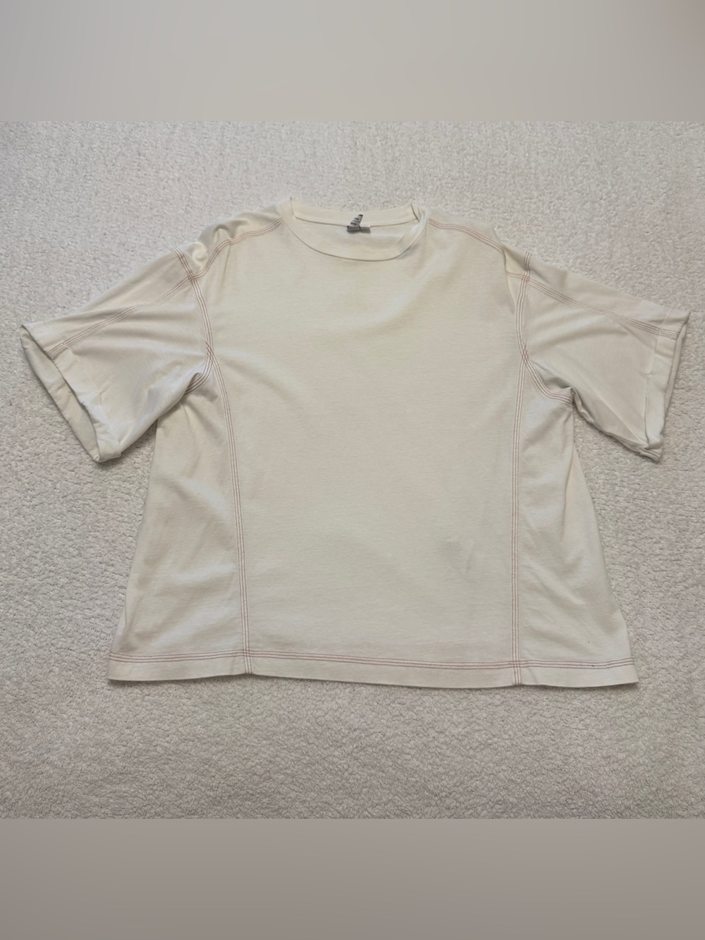 & Other Stories Stockholm Atelier White with Red Stitching Womens T-shirt